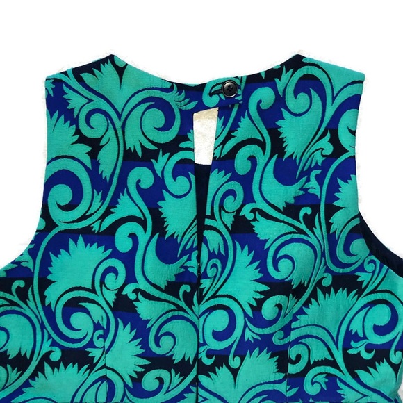 J. Crew Green/Blue/Black Sleeveless Dress-Sz 14 - Picture 5 of 5